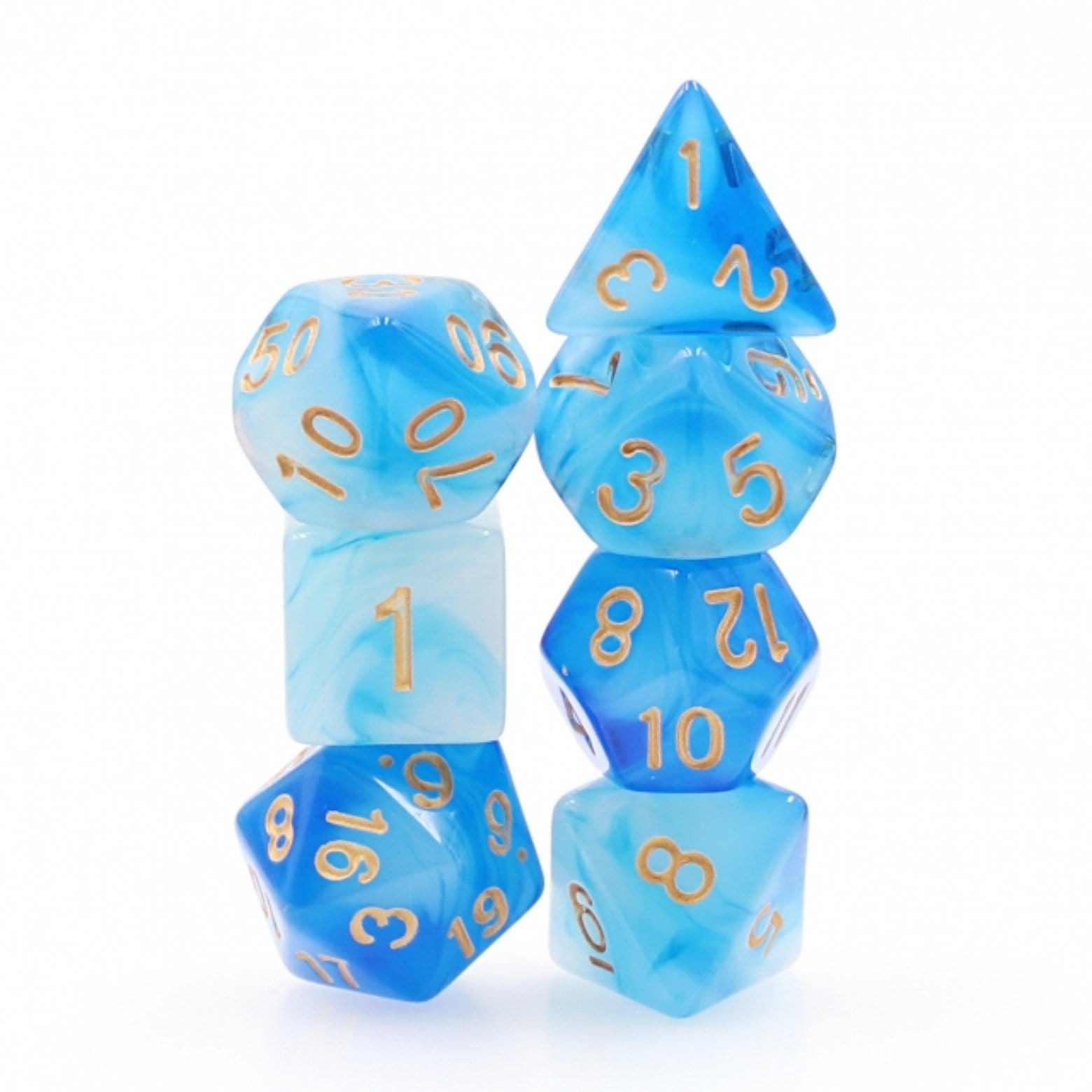 Blue Milky RPG Dice Set - Bards & Cards