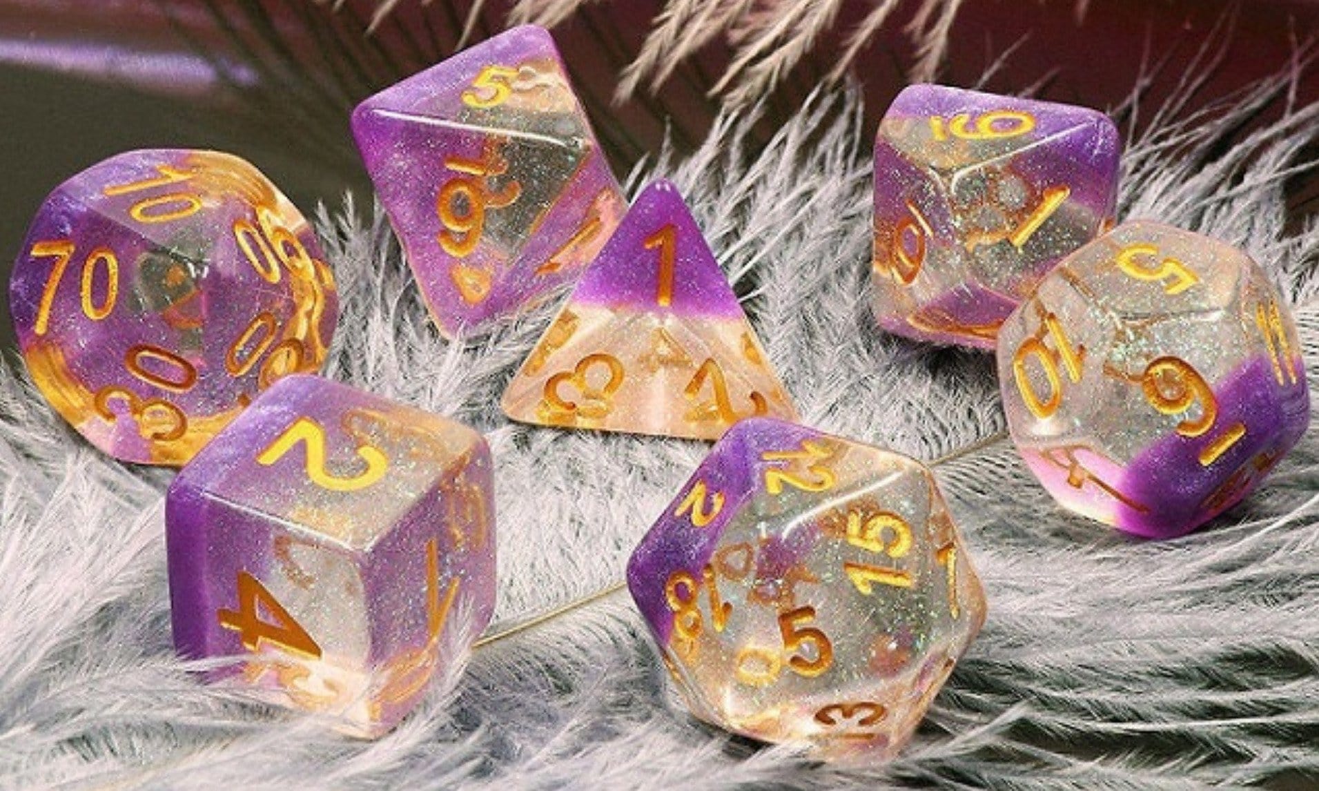 Violet Sunset RPG Dice Set - Bards & Cards