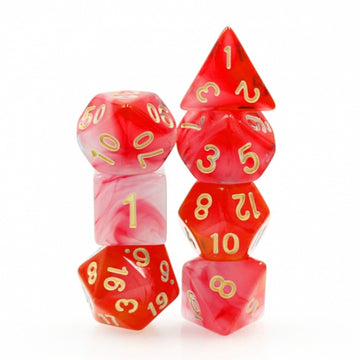 Red Milky RPG Dice Set - Bards & Cards