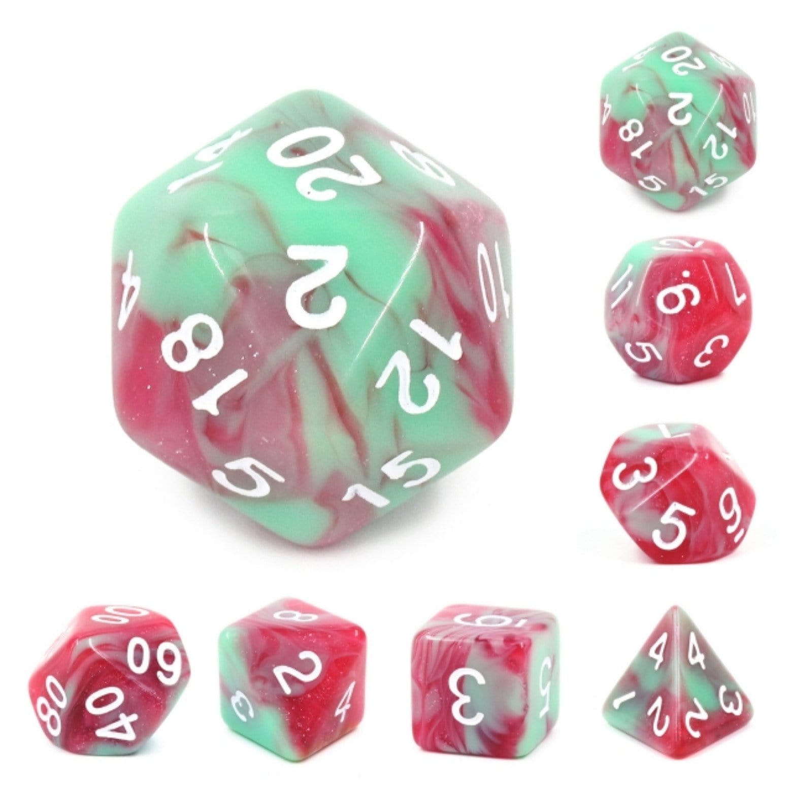 Strawberry Creme RPG Dice Set - Bards & Cards