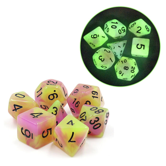 Glow in the Dark Tulip RPG Dice Set - Bards & Cards