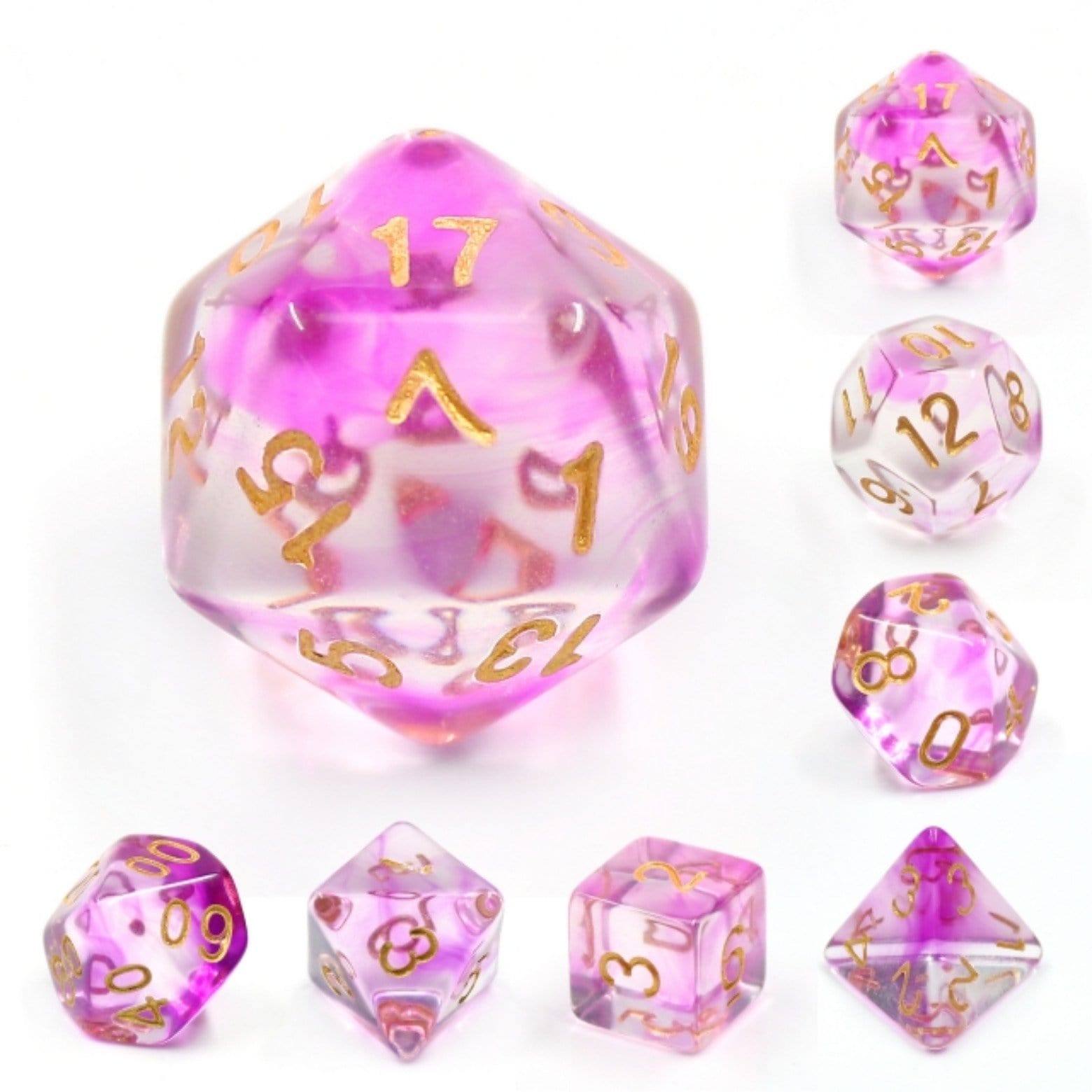 Purple Smoke RPG Dice Set - Bards & Cards