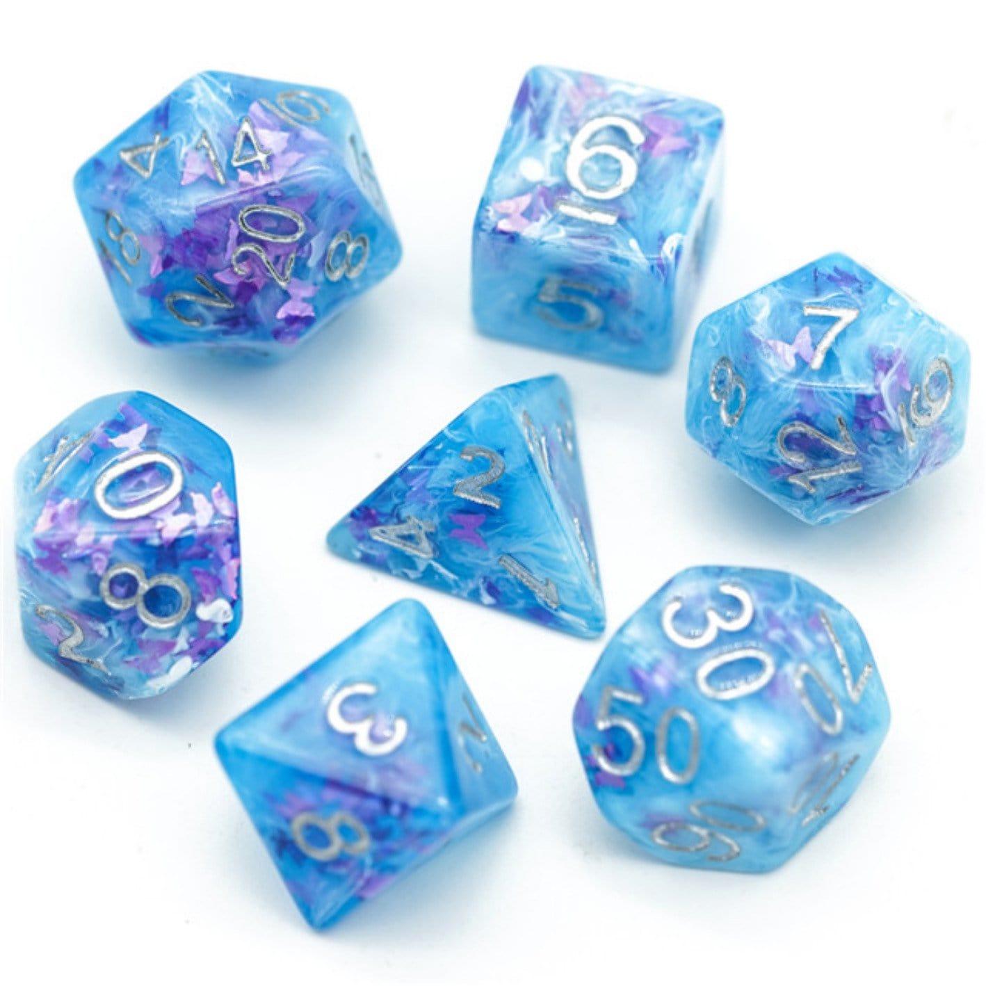 Frozen Butterfly RPG Dice Set - Bards & Cards