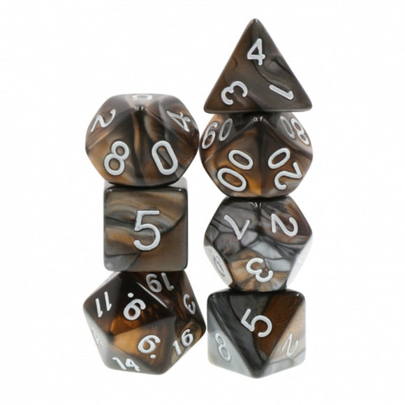 Bronze Coins RPG Dice Set - Bards & Cards