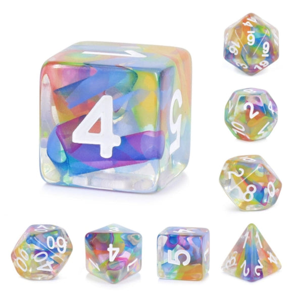 Rainbow Ribbon RPG Dice Set - Bards & Cards
