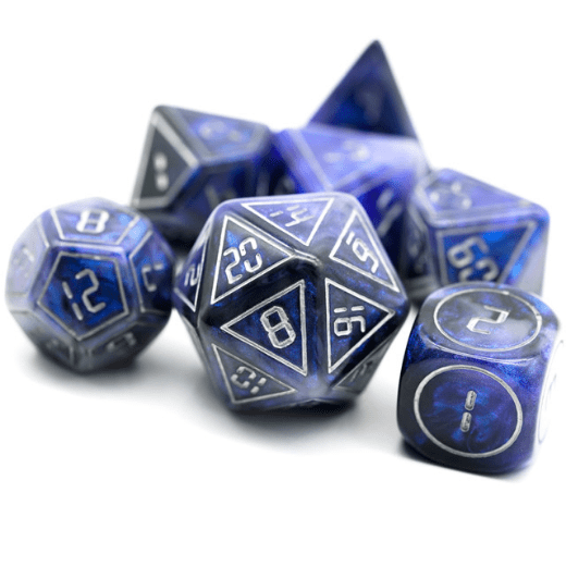 Cybernated Blue & Black RPG Dice Set - XLarge - Bards & Cards