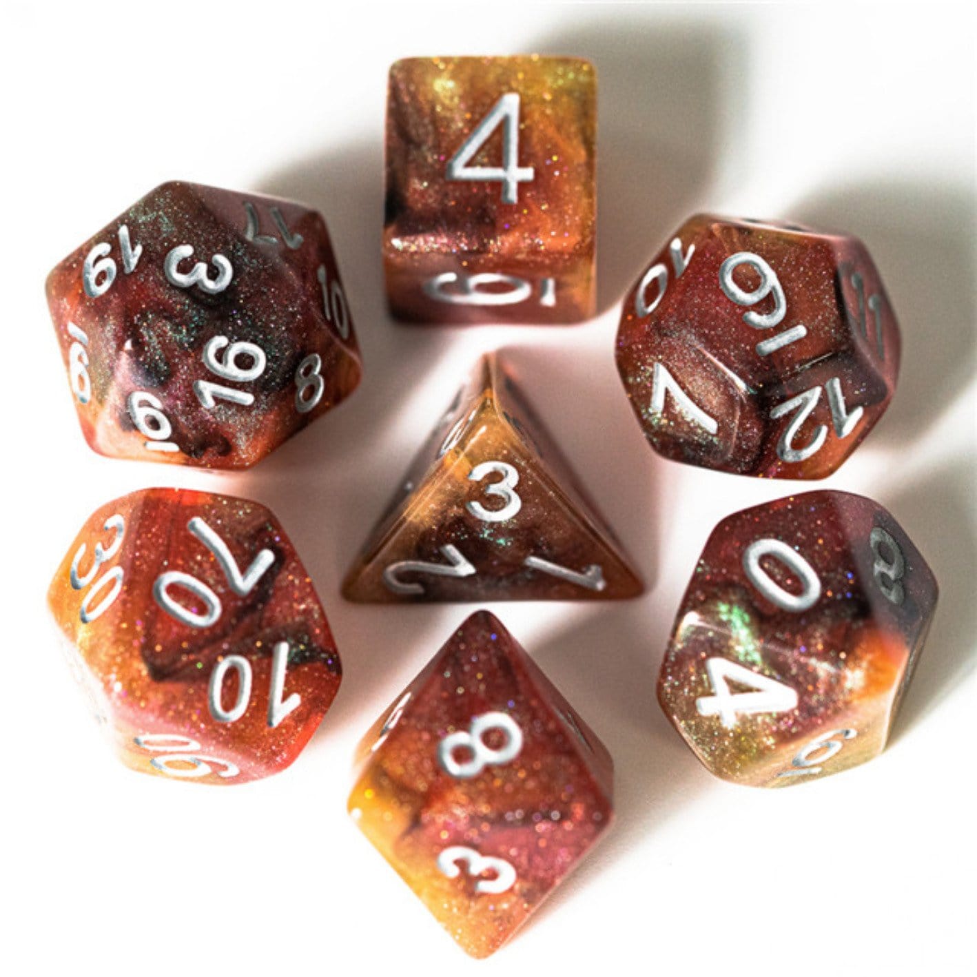 Copper Cosmos RPG Dice Set - Bards & Cards