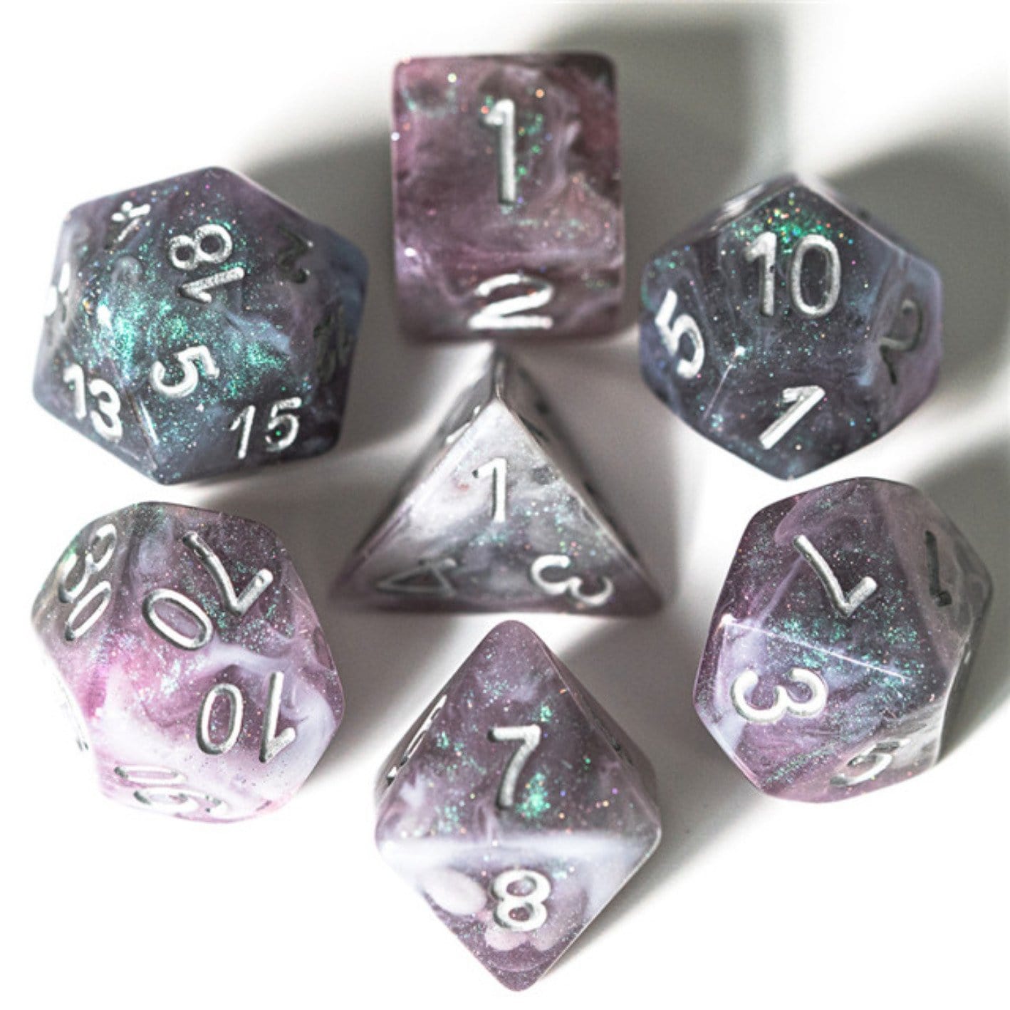 Aurora Borealis RPG Dice Set - Bards & Cards