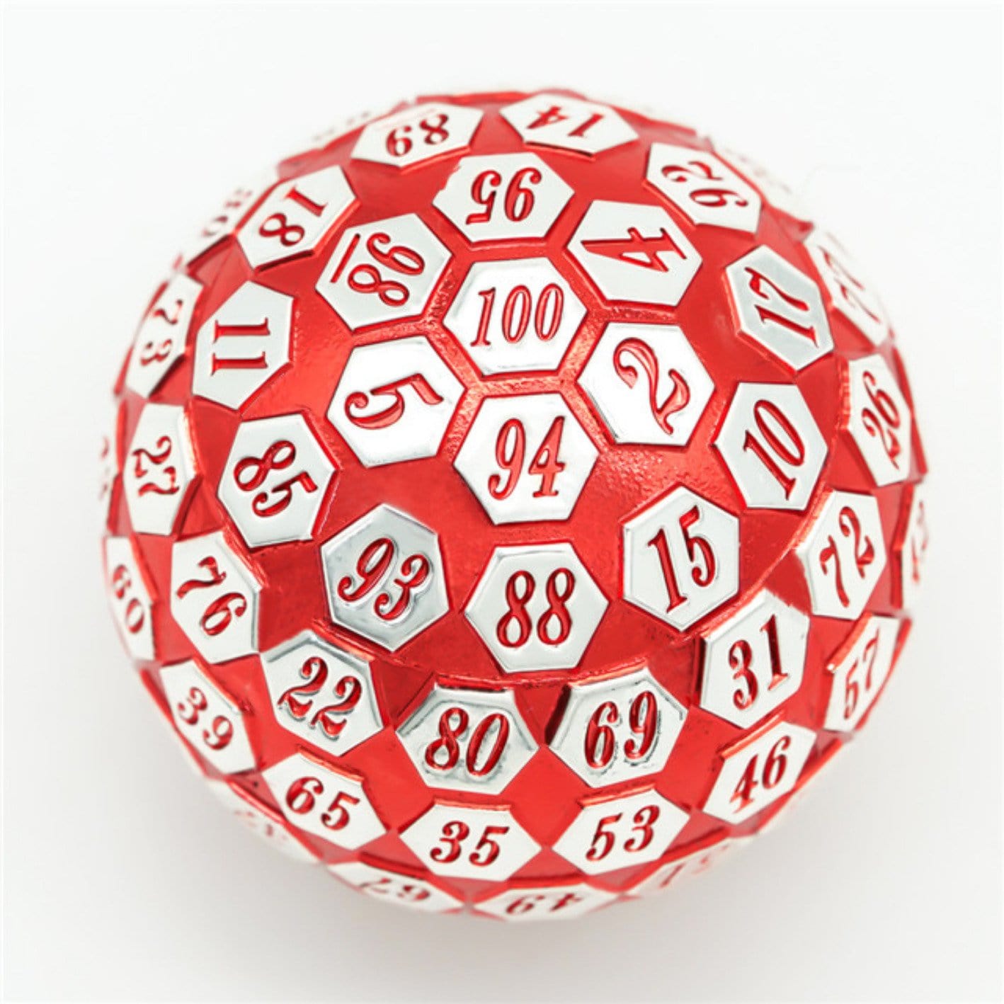 45mm Metal D100 - Red & Silver - Bards & Cards