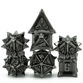 Warrior's Flail: Silver - Metal RPG Dice Set - Bards & Cards