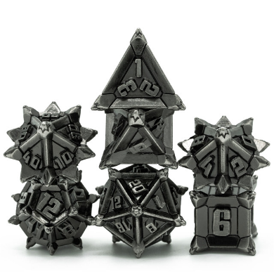 Warrior's Flail: Silver - Metal RPG Dice Set - Bards & Cards
