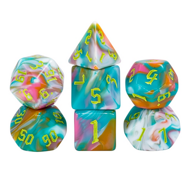 Teal Sunrise RPG Dice Set - Bards & Cards