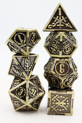 Crossed Swords: Timeworn Sword - Metal RPG Dice Set - Bards & Cards