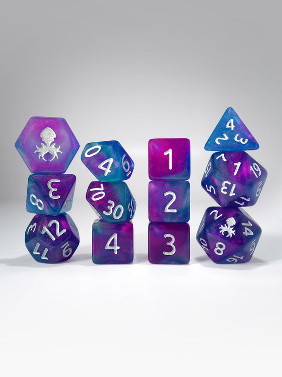 Kraken PRAWJECT 12 pc Acrylic TTRPG Dice Sets - Bards & Cards