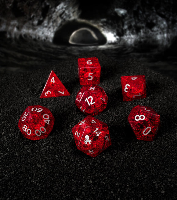 Kraken Dice Cracked Glass 7pc Dice Set - Bards & Cards