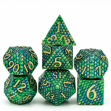 Dragon Scale: Venom - Metal RPG Dice Set - Bards & Cards