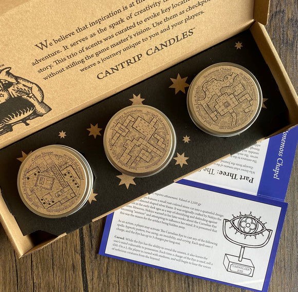 Cantrip Candles Adventure Triptych (3-Pack) - Bards & Cards