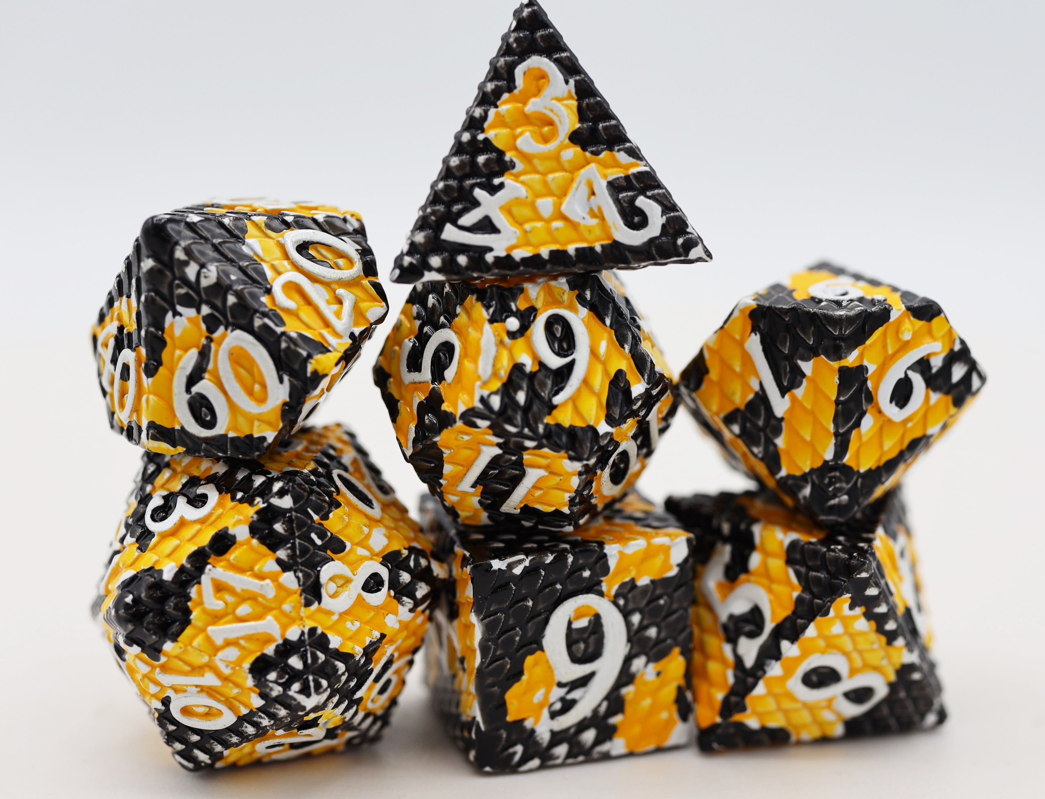 Dragon Scale: Bumblebee - Metal RPG Dice Set - Bards & Cards