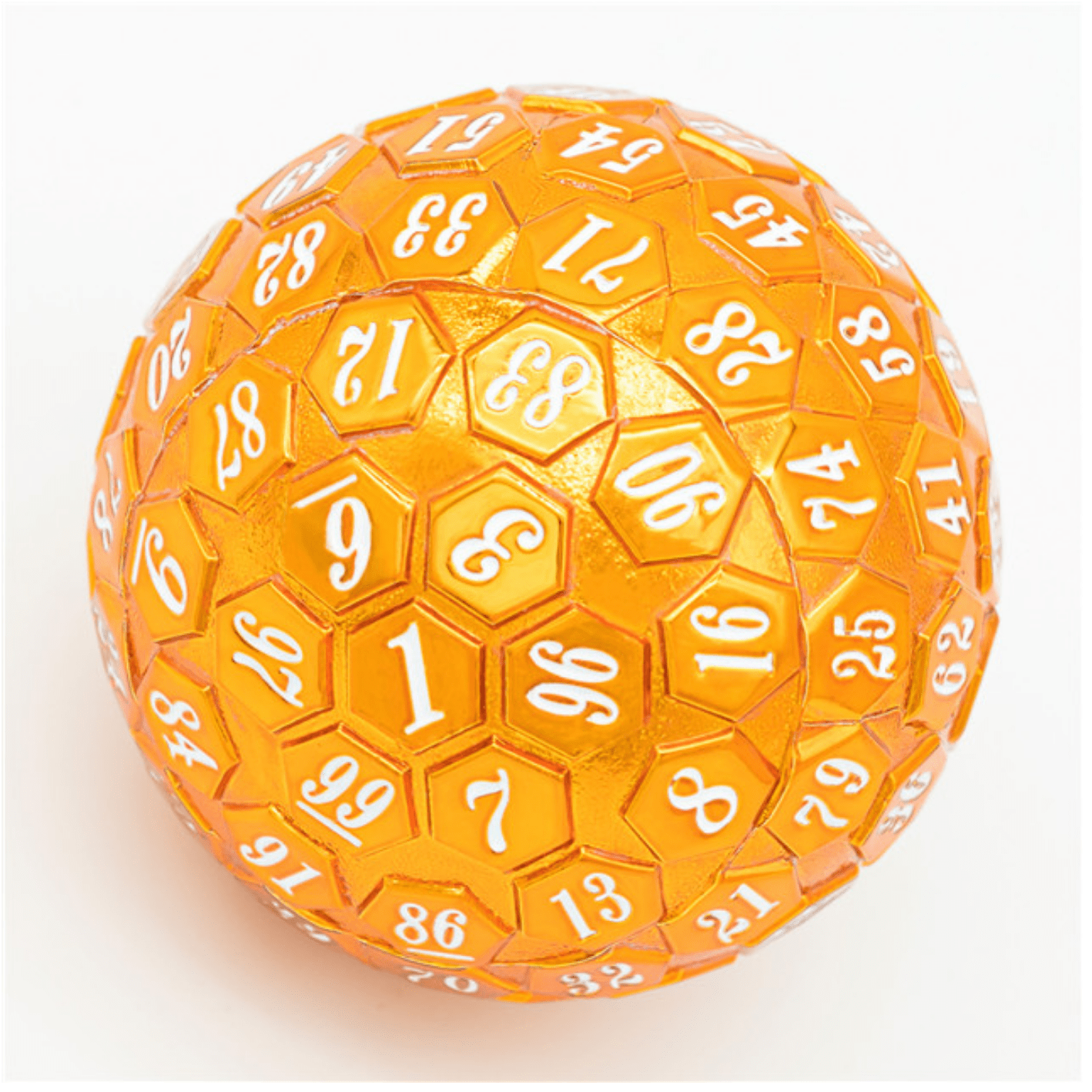45mm Metal D100 - Orange with White Font - Bards & Cards