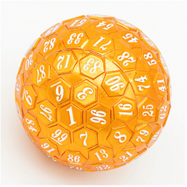 45mm Metal D100 - Orange with White Font - Bards & Cards