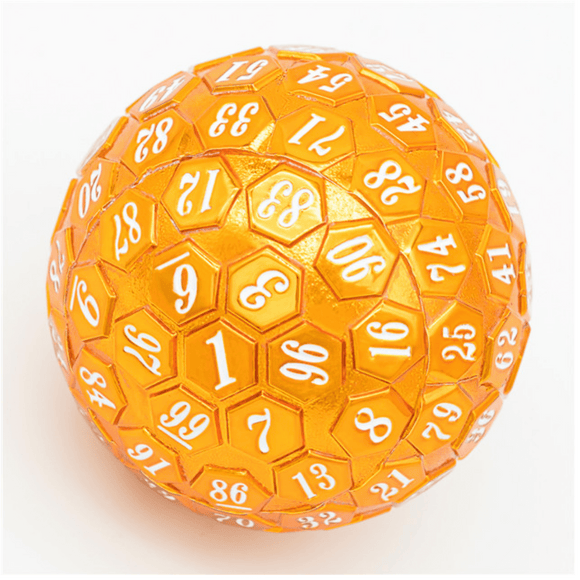 45mm Metal D100 - Orange with White Font - Bards & Cards