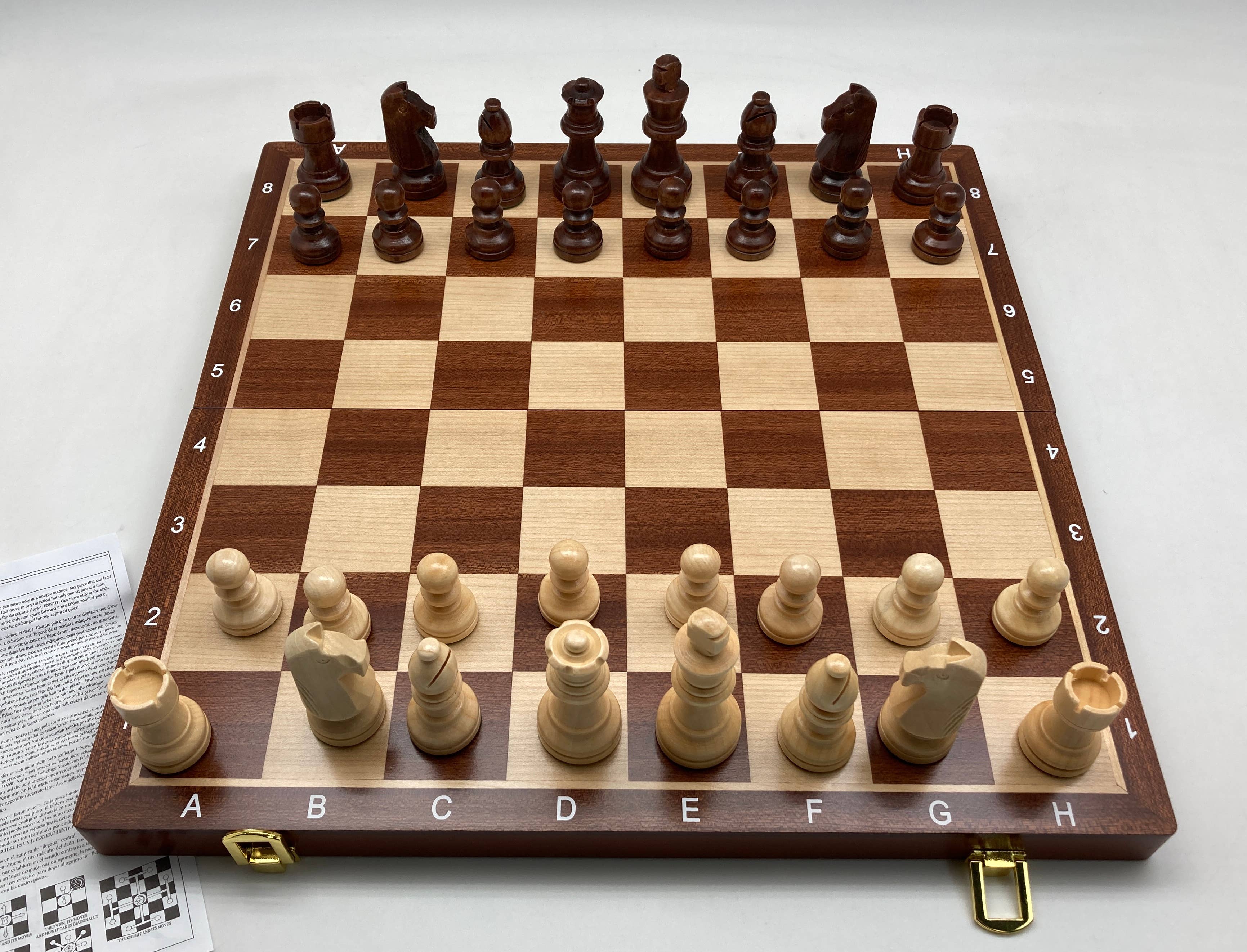 Chess Set - 15" Folding Wood Chess Set - Bards & Cards