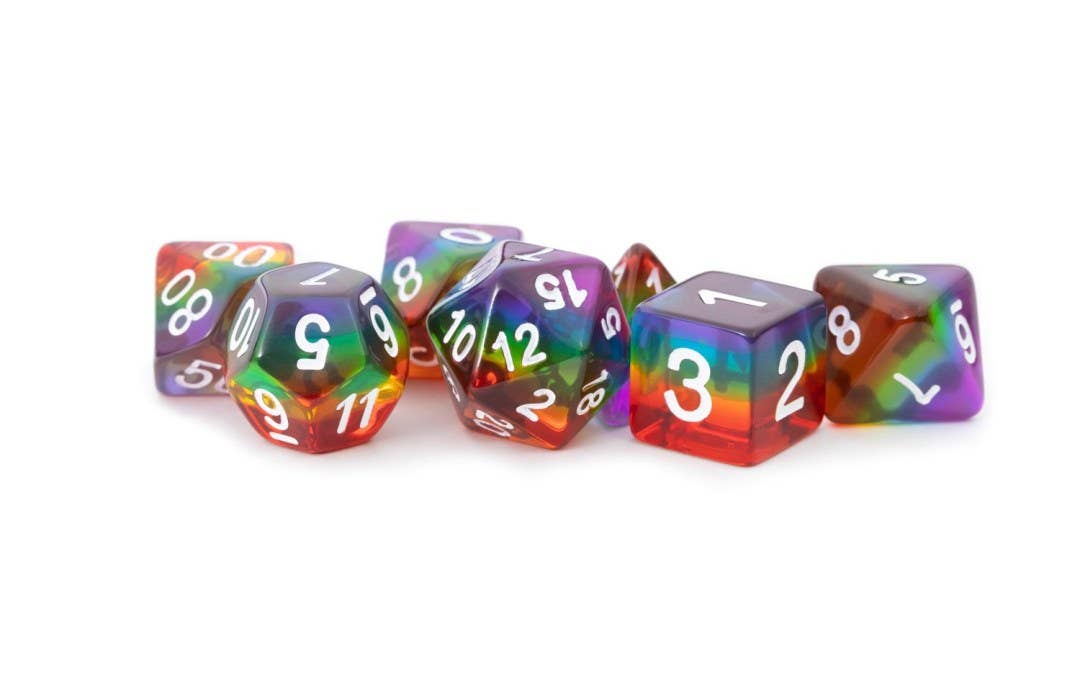 16mm Resin Polyhedral Set Colorful Set Assortment - Bards & Cards