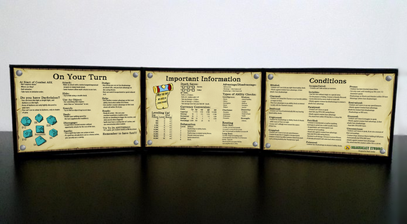 The 5e Player Screen - A player aid for neurodiverse and inexperienced players alike! - Bards & Cards