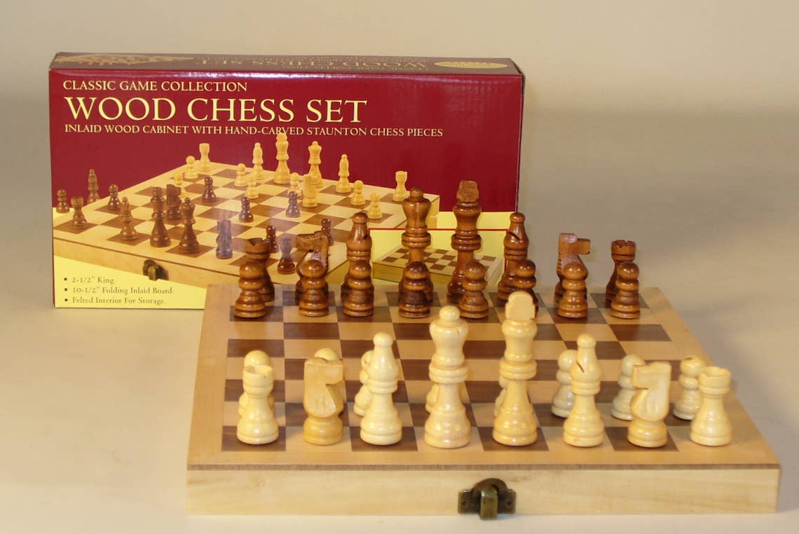 Chess Set - 10.5" Wood Folding Chess Set - Bards & Cards