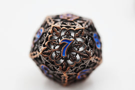Fleur de Lis: Copper Azul - Hollow Metal RPG Dice Set - Bards & Cards