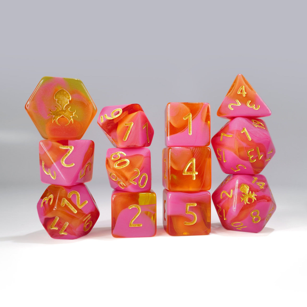 Kraken Dice 12pc Gummi Polyhedral Dice Set - Bards & Cards