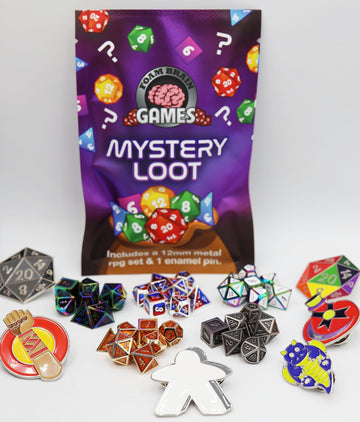 Epic Mystery Loot: Mini Metal RPG Set + Enamel Pin - Bards & Cards