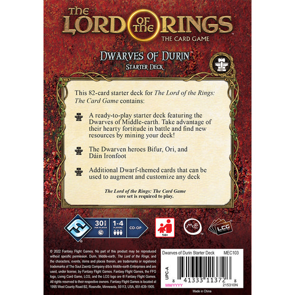 Lord of the Rings LCG: Dwarves of Durin Starter Deck - Bards & Cards