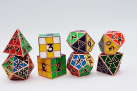 Puzzle Cube: Copper - Metal 8 piece Dice Set - Bards & Cards