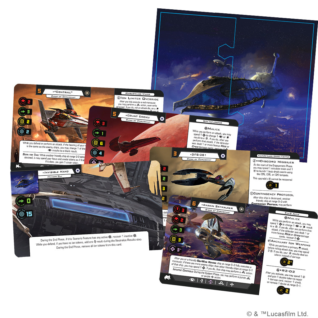X-Wing 2nd Edition Siege of Coruscant Battle Set - Bards & Cards