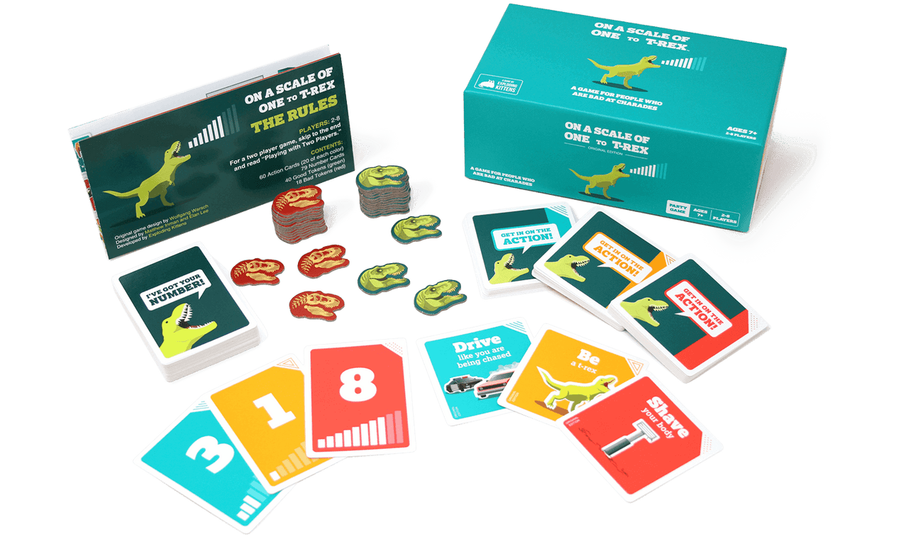 On A Scale of One to T-Rex - A card game for people who are bad at charades - Bards & Cards