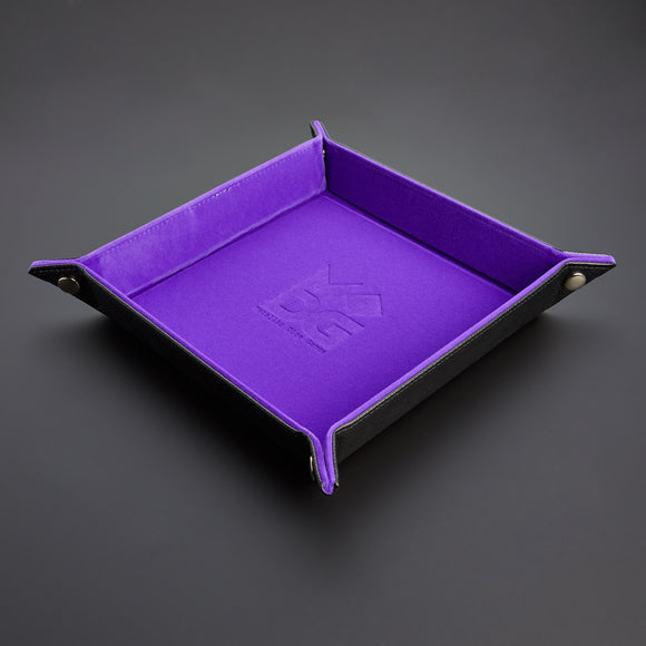 Metallic Dice Games Velvet Folding Dice Tray with Leather Backing 10" x 10" - Bards & Cards