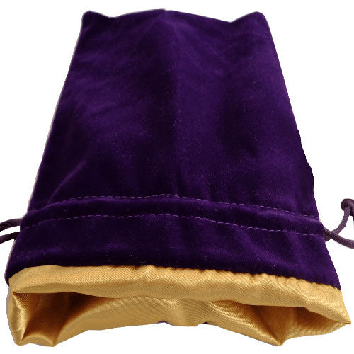 6in x 8in LARGE Purple Velvet Dice Bag with Gold Satin Lining - Bards & Cards