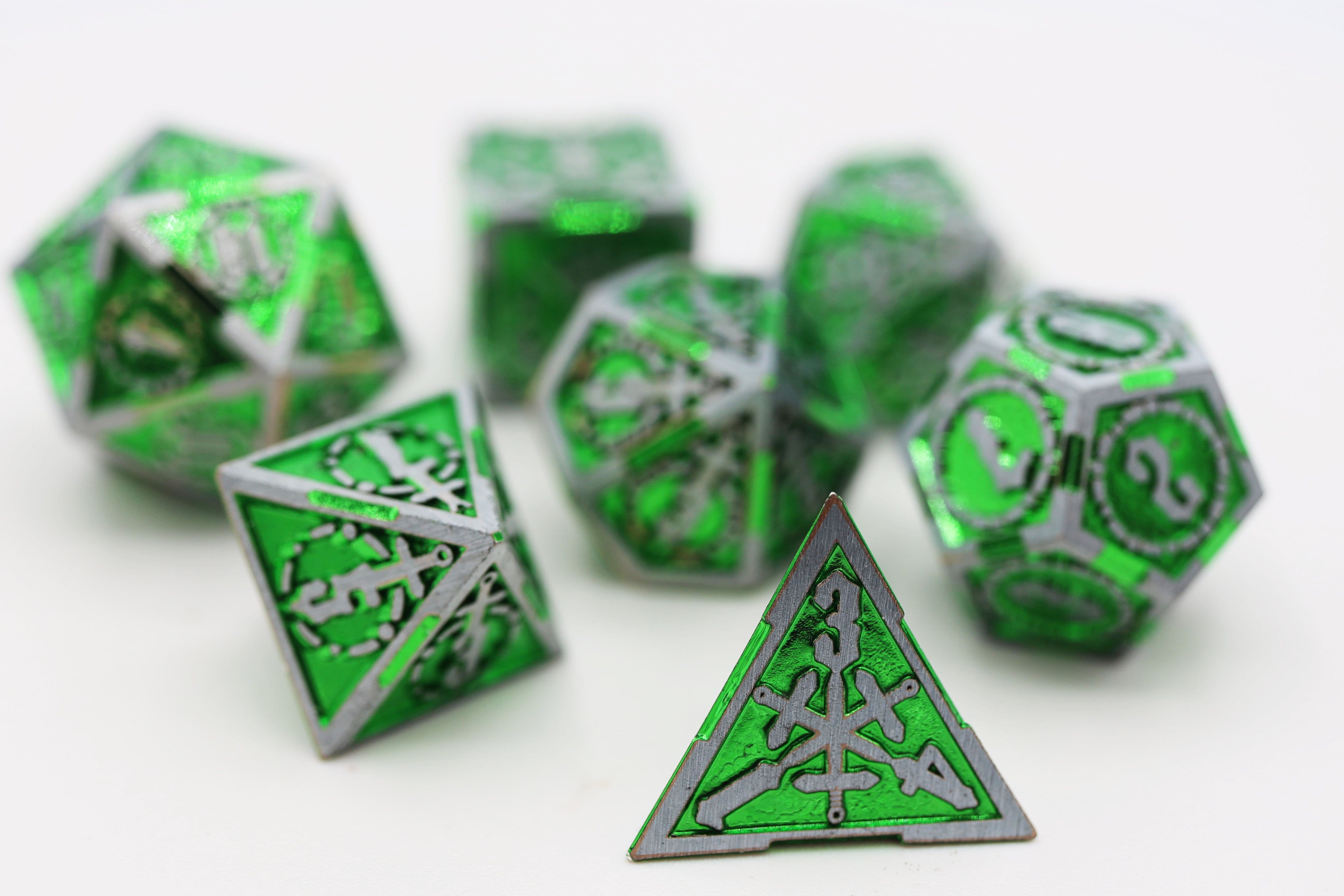 Crossed Swords: Venom Sword - Metal RPG Dice Set - Bards & Cards