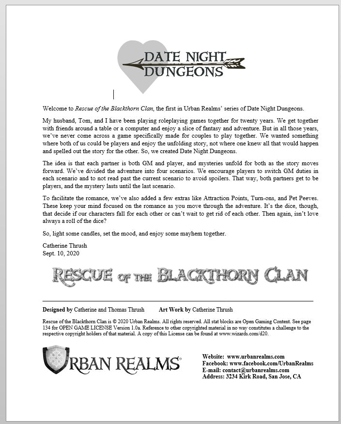 Date Night Dungeons - Rescue of the Blackthorn Clan (Color Edition) - Bards & Cards